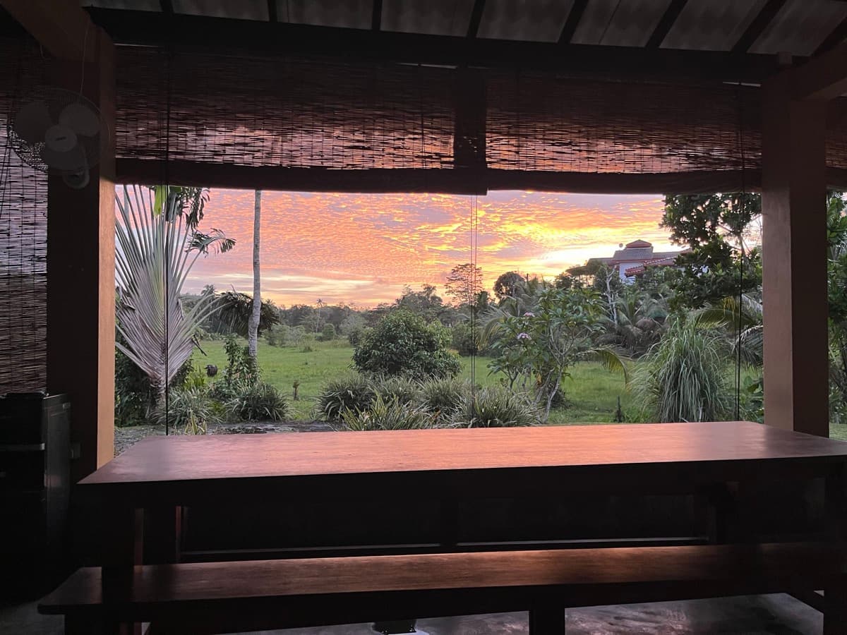 Sunset over the countryside, seen from a camp in Sri Lanka